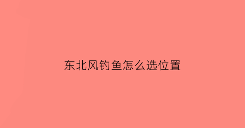 东北风钓鱼怎么选位置(东北风适不适合钓鱼)