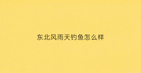 东北风雨天钓鱼怎么样(东北风能钓鱼吗)