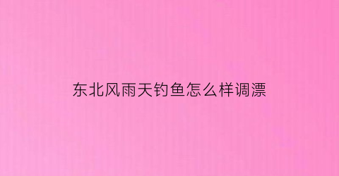 东北风雨天钓鱼怎么样调漂(连续阴雨天东北风好钓鱼吗)