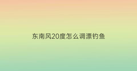 东南风20度怎么调漂钓鱼