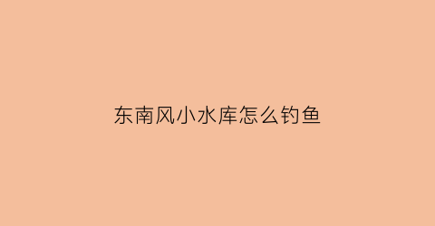 东南风小水库怎么钓鱼