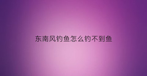 东南风钓鱼怎么钓不到鱼(东南风钓鱼怎么样)