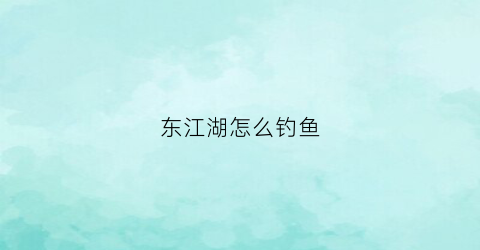 “东江湖怎么钓鱼(东江湖怎么钓鱼最好)