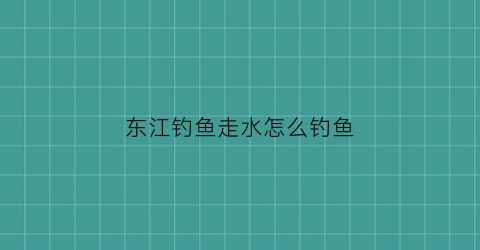 东江钓鱼走水怎么钓鱼(东江钓鱼走水怎么钓鱼的)