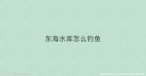 东海水库怎么钓鱼