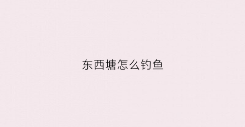 东西塘怎么钓鱼(东西塘怎么钓鱼效果好)