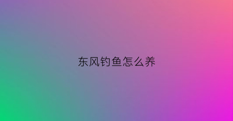 东风钓鱼怎么养