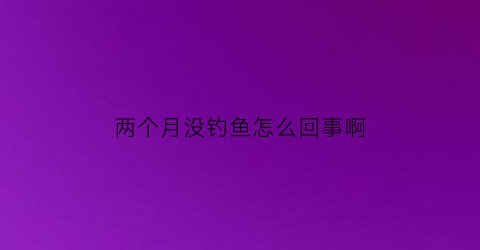 “两个月没钓鱼怎么回事啊(连续钓鱼二个月的人)