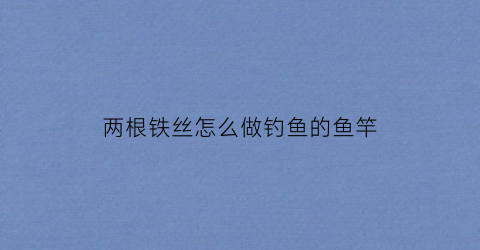 两根铁丝怎么做钓鱼的鱼竿(两根细铁丝怎么粘合)