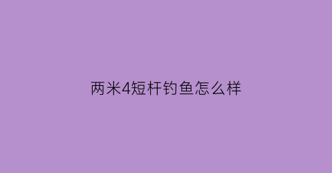 “两米4短杆钓鱼怎么样(两米4短杆钓鱼怎么样好用吗)