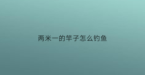 两米一的竿子怎么钓鱼(两米一鱼竿是不是太短)