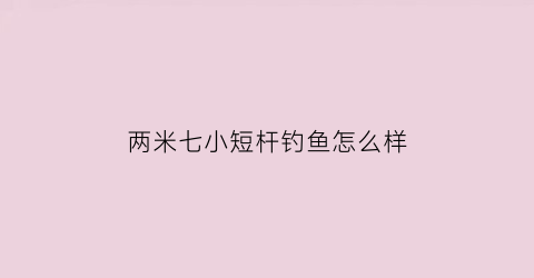 “两米七小短杆钓鱼怎么样(两米七小短杆钓鱼怎么样好用吗)