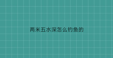 两米五水深怎么钓鱼的(两米五水深用多大漂)