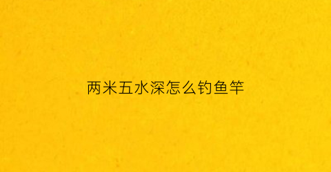 两米五水深怎么钓鱼竿(两米五水深用多大漂)