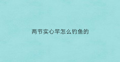 “两节实心竿怎么钓鱼的(实心竿容易断吗)