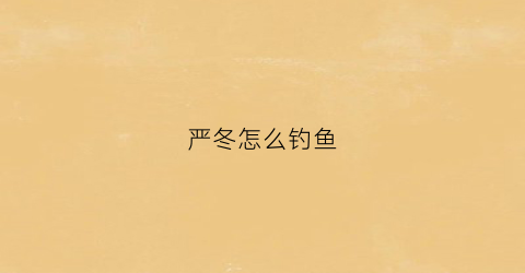 严冬怎么钓鱼(严冬怎么钓鱼最好)
