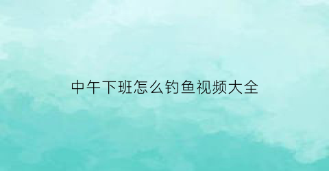 “中午下班怎么钓鱼视频大全(中午怎么钓到鱼)