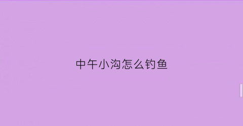 中午小沟怎么钓鱼(中午小沟怎么钓鱼视频)