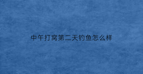 中午打窝第二天钓鱼怎么样