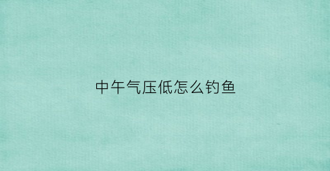 中午气压低怎么钓鱼(中午气压高还是低)