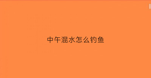 中午混水怎么钓鱼(中午钓浅水还是深水)
