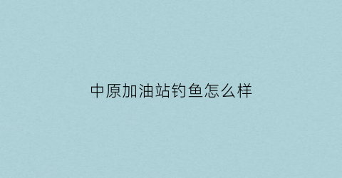 中原加油站钓鱼怎么样(中原加油站的油质)