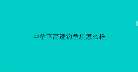 中牟下高速钓鱼坑怎么样(中牟收费站免费吗)