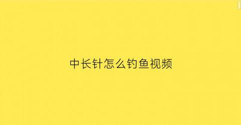 中长针怎么钓鱼视频(中长针怎么钓鱼视频教程)