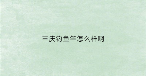 丰庆钓鱼竿怎么样啊(庆丰水库钓鱼收费吗)