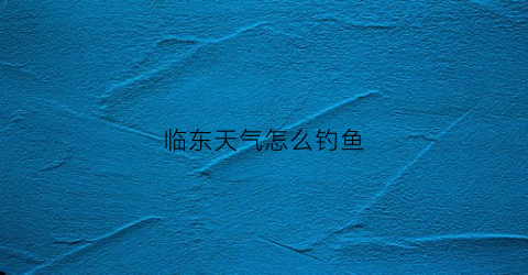 临东天气怎么钓鱼(临东天气怎么钓鱼最好)