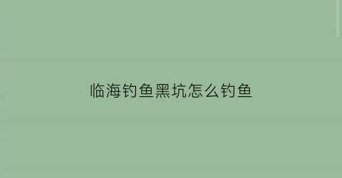 临海钓鱼黑坑怎么钓鱼