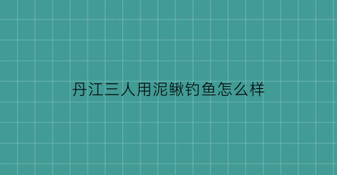 丹江三人用泥鳅钓鱼怎么样