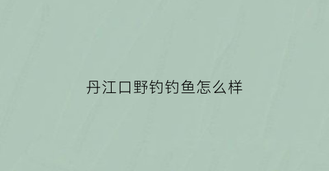 丹江口野钓钓鱼怎么样(丹江口野钓钓鱼怎么样啊)