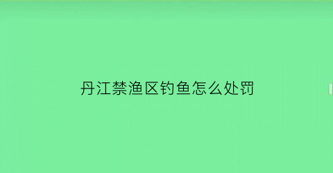 丹江禁渔区钓鱼怎么处罚(丹江禁渔区钓鱼怎么处罚的)