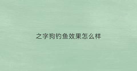 之字狗钓鱼效果怎么样(之字狗用什么竿)