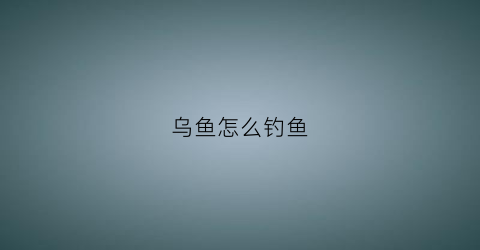 乌鱼怎么钓鱼