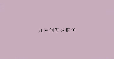 九园河怎么钓鱼(九河园田)