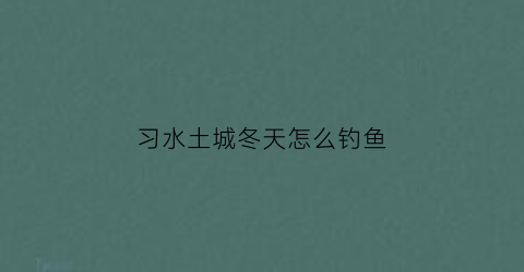 习水土城冬天怎么钓鱼