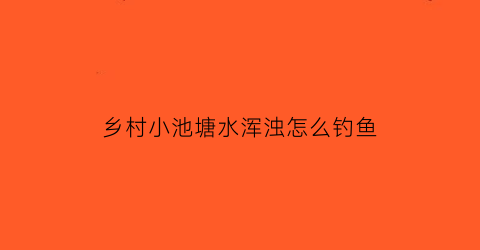 乡村小池塘水浑浊怎么钓鱼(池塘水浊怎么办)