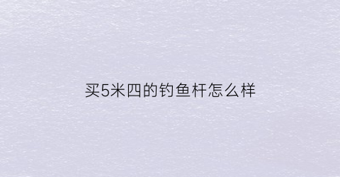 “买5米四的钓鱼杆怎么样(买5米四的钓鱼杆怎么样好用吗)