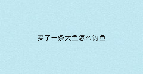 买了一条大鱼怎么钓鱼(买来的大鱼怎么养)