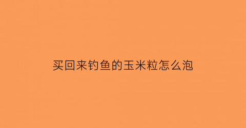 买回来钓鱼的玉米粒怎么泡(钓鱼玉米粒的泡制配方视频)