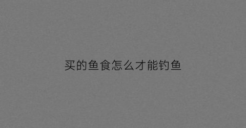 买的鱼食怎么才能钓鱼(购买鱼食)