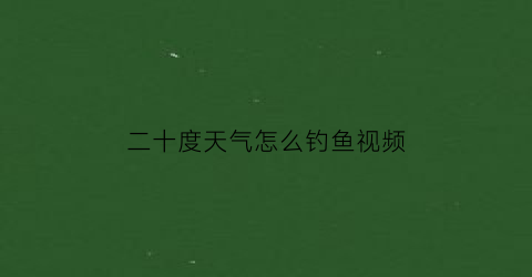 “二十度天气怎么钓鱼视频(20多度的天气钓鱼钓多深)