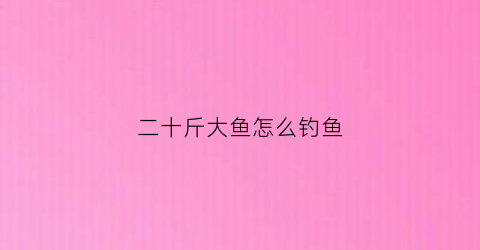 “二十斤大鱼怎么钓鱼(钓二十多斤大鱼用多粗线)