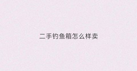 二手钓鱼箱怎么样卖(求购二手钓箱)
