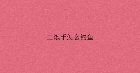 二炮手怎么钓鱼