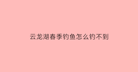 “云龙湖春季钓鱼怎么钓不到(2021年云龙湖钓鱼)