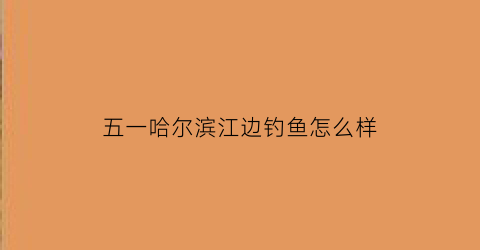 五一哈尔滨江边钓鱼怎么样(哈尔滨市区钓鱼)
