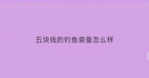 五块钱的钓鱼装备怎么样(五块钱的武器)